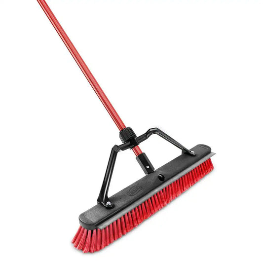 24 In. High Power Heavy-Duty Multi-Surface Squeegee Push Broom with Brace and Steel Handle