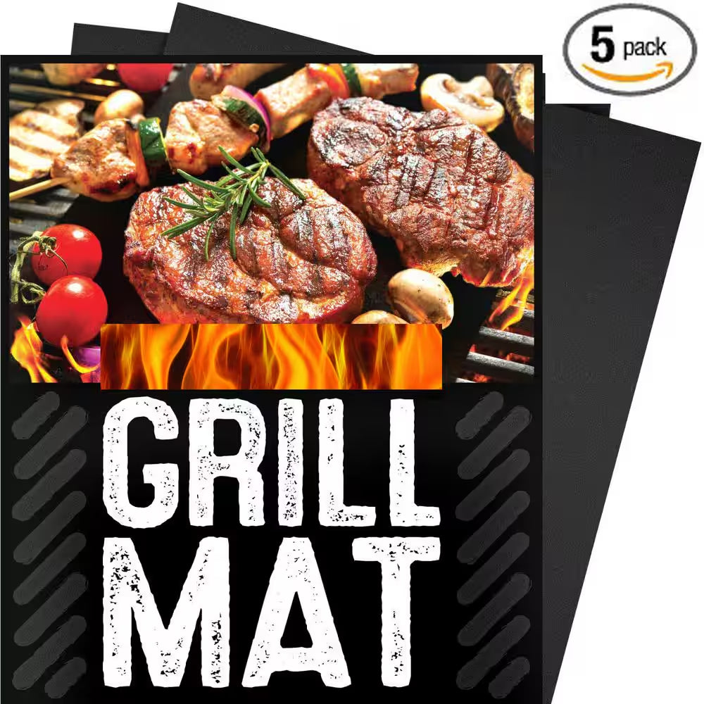 5-Piece 13 In. X 15.7 In. Set Extra Thick BBQ Grill Sheets Mat