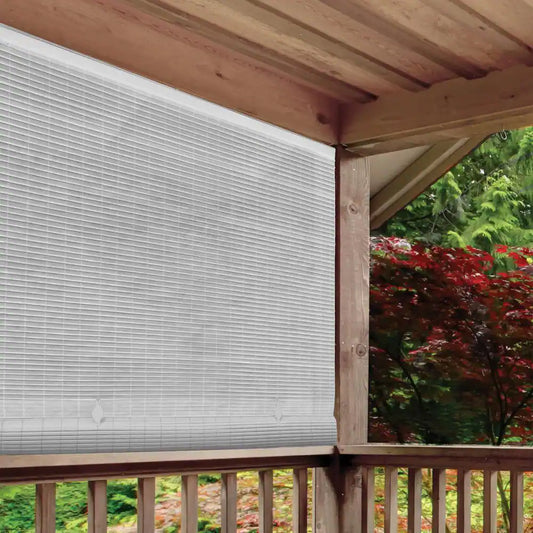 White Cordless Light Filtering UV Protection PVC Manual Roll-Up Sun Shade 72 In. W X 72 In. L