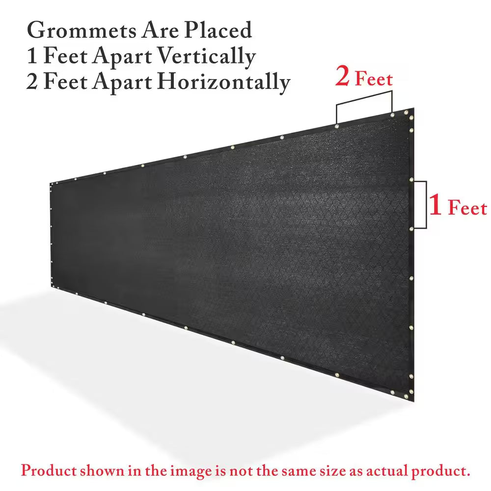 4 Ft. X 10 Ft. Black Privacy Fence Screen Mesh Fabric Cover Windscreen with Reinforced Grommets for Garden Fence