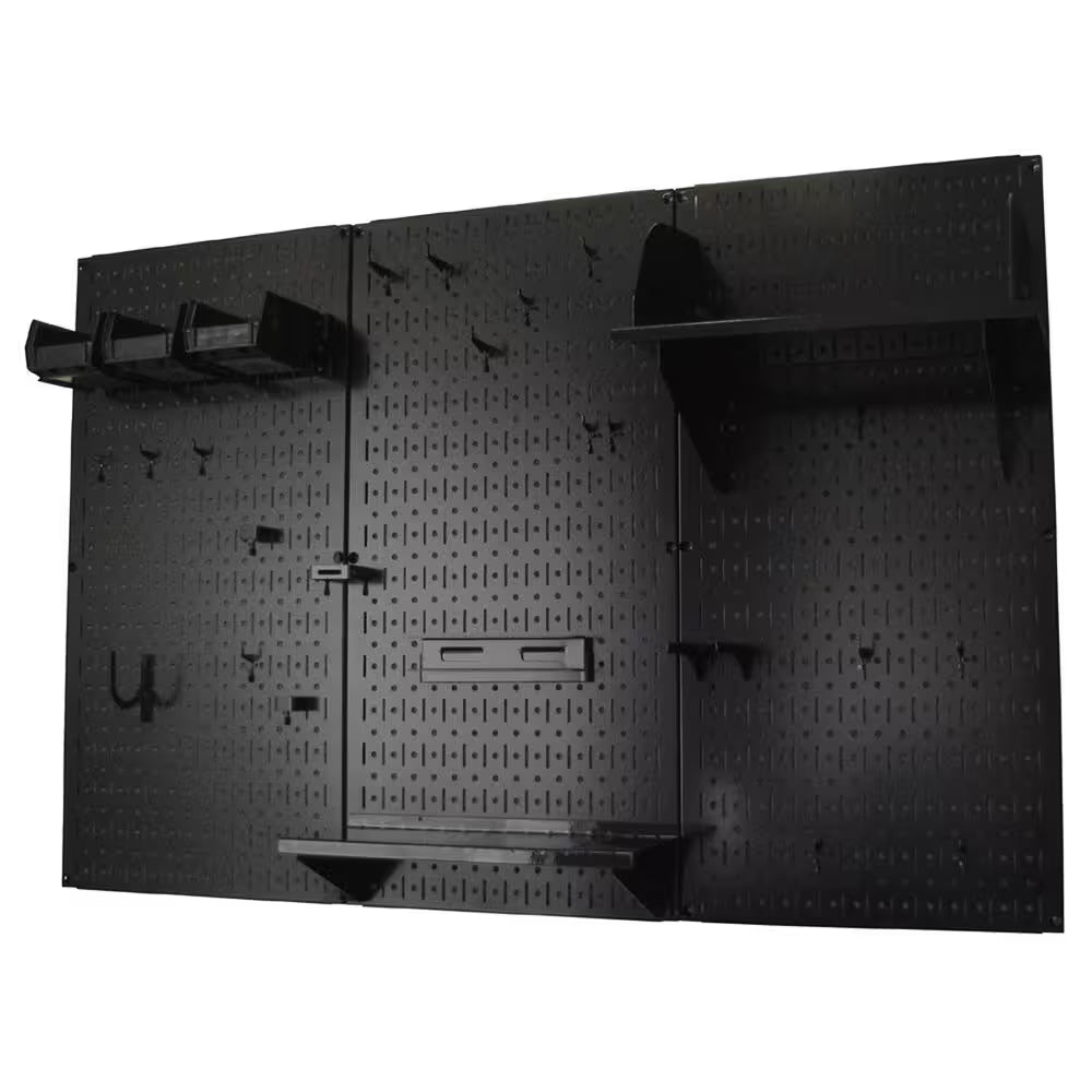 32 In. X 48 In. Metal Pegboard Standard Tool Storage Kit with Black Pegboard and Black Peg Accessories