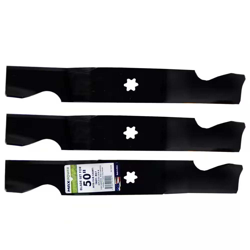 3 Heavy-Duty Blades for Many 50 In. Cut MTD, Cub Cadet, Troy-Bilt Mowers Replaces OEM #'S 742-04053, 942-04053A