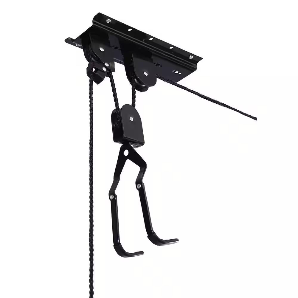 Black 1-Bike Hoist Garage Bike Rack