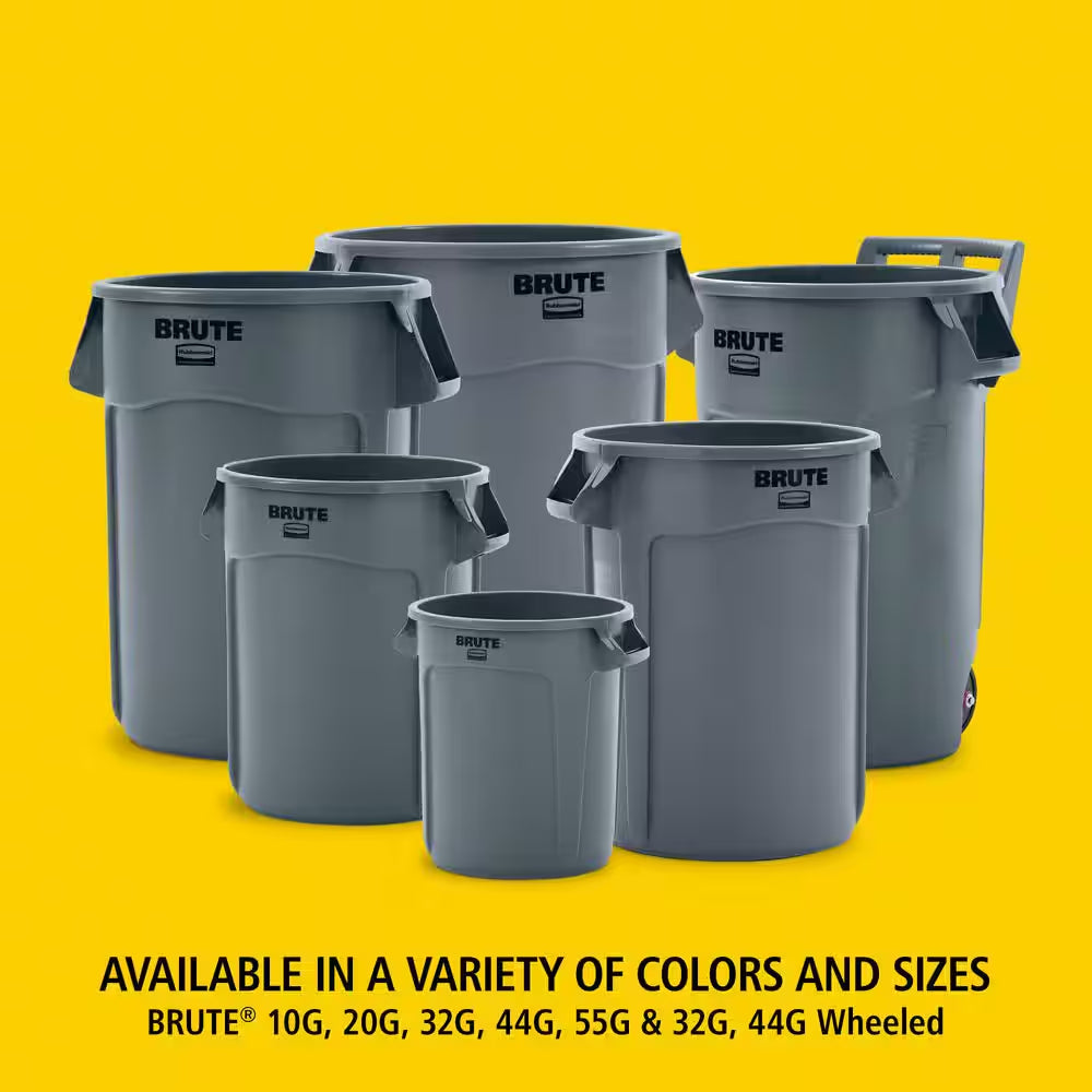 BRUTE 20 Gal. Grey Vented Plastic Outdoor Trash Can with Lid for Restaurants/Offices/Warehouses/Commercial Environments
