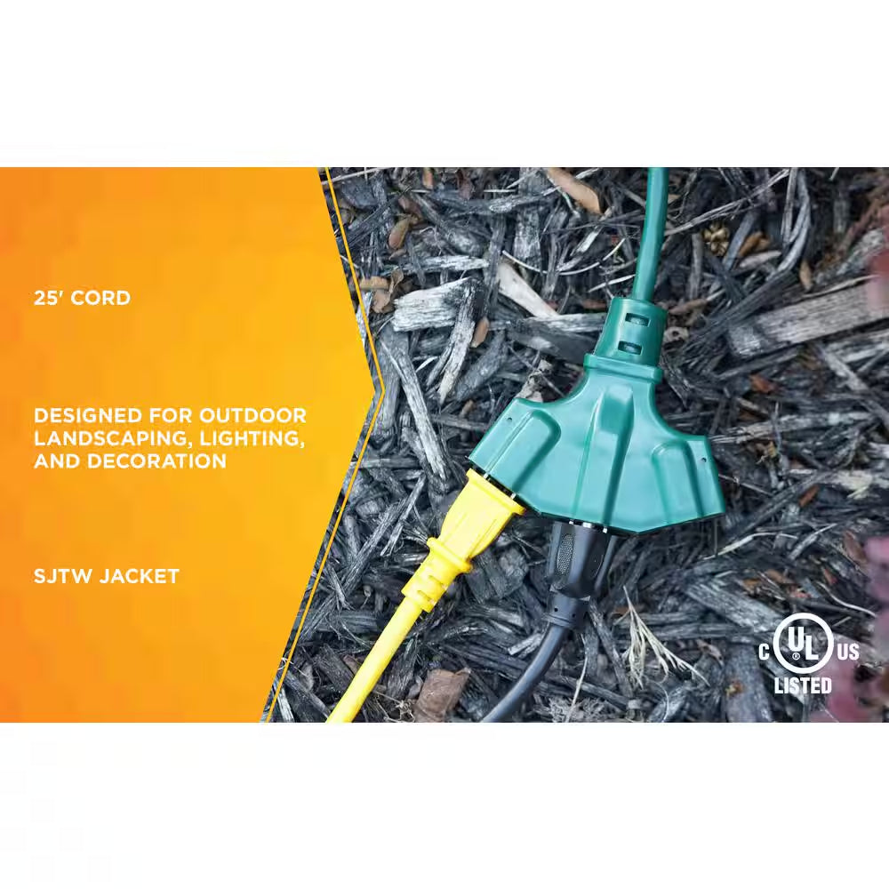 8 Ft. 16/3 SJTW Tri-Source (Multi-Outlet) Yard Master Outdoor Extension Cord