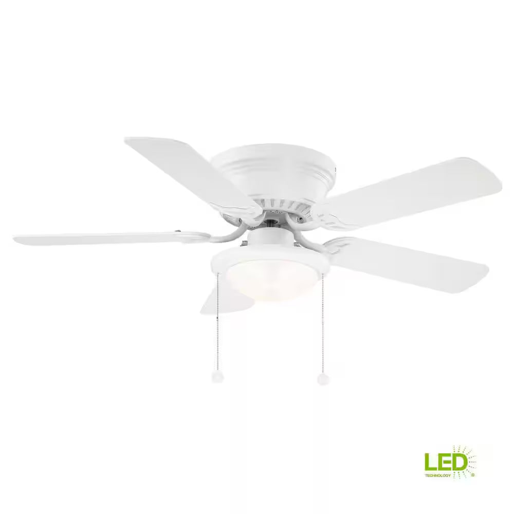 Hugger 44 In. LED Matte White Ceiling Fan