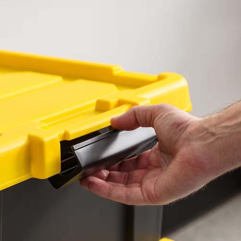 12 Gal. Heavy-Duty Stackable Storage Tote, Black with Yellow Lid (Set of 3)