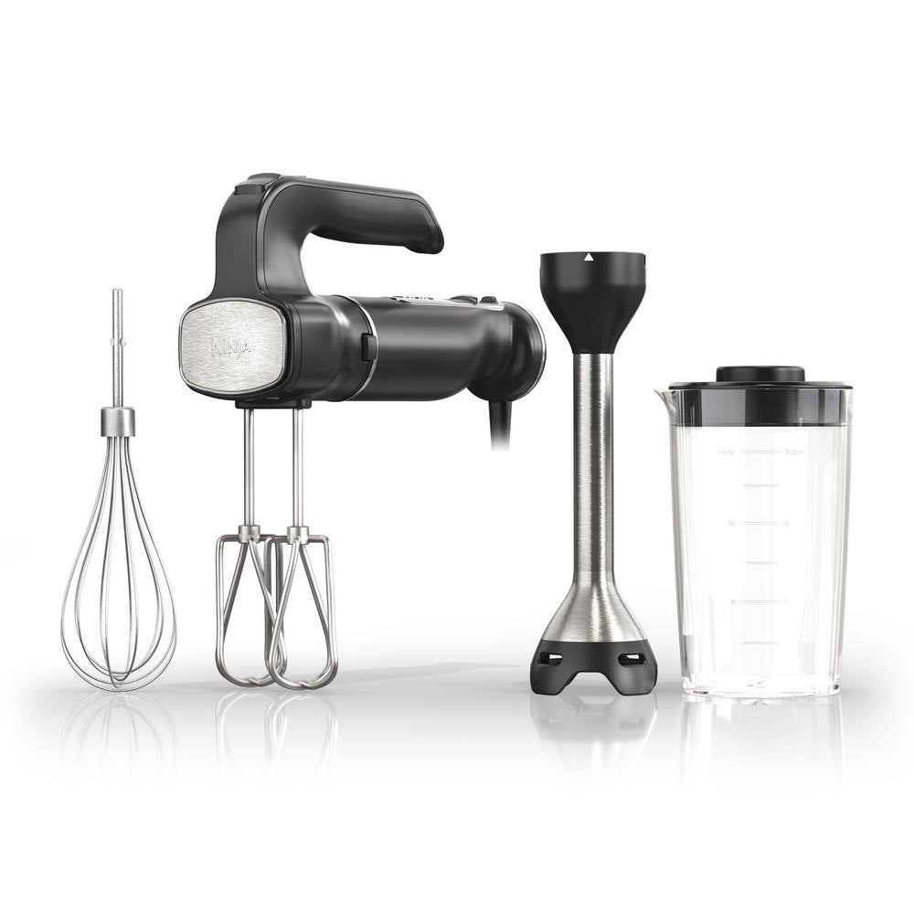 Foodi Power Mixer System, 5-Speed Black Immersion Blender and Hand Mixer