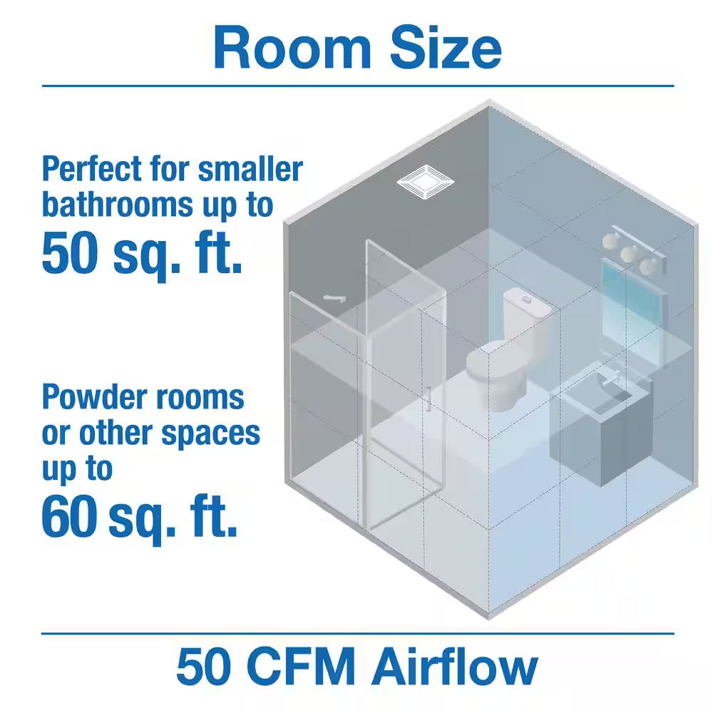 Advantage 50 CFM Ceiling Bathroom Exhaust Fan with Light
