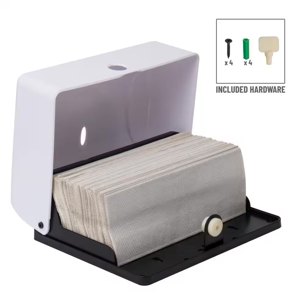 Wall Mount White Paper Towel Tri-Fold Towel Dispenser 10.25 In. L X 3.75 In. W X 8 In. H