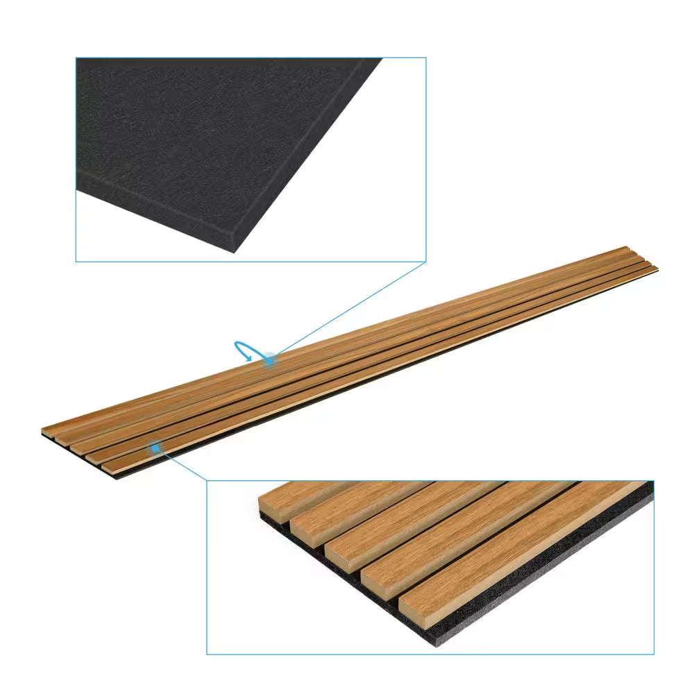 3/5 Ft. X 8 Ft. X 4/5 In. Wood Slat Acoustic Panels, MDF Decorative Teak Wall Paneling (4-Piece/21 Sq. Ft.)