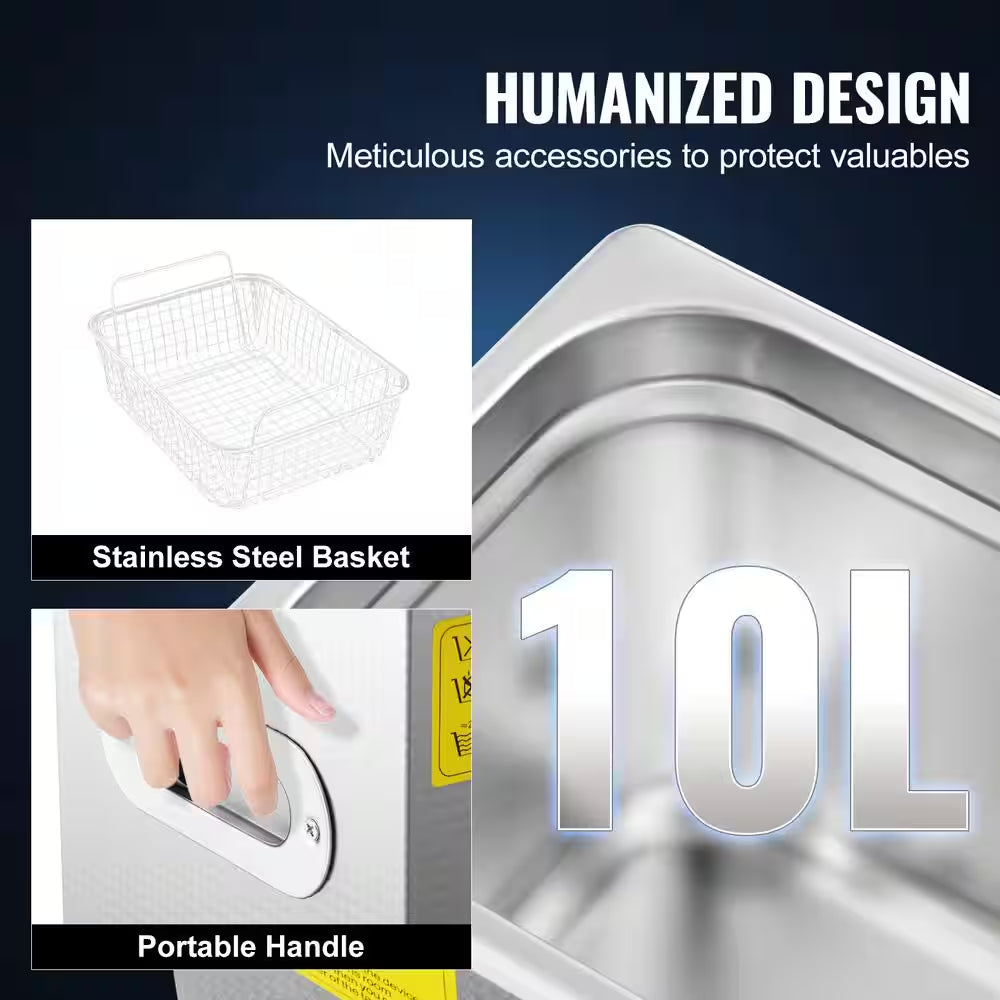 Ultrasonic Machine 10L Ultrasonic Cleaning Machine 40 KHZ with Digital Timer and Heater Professional