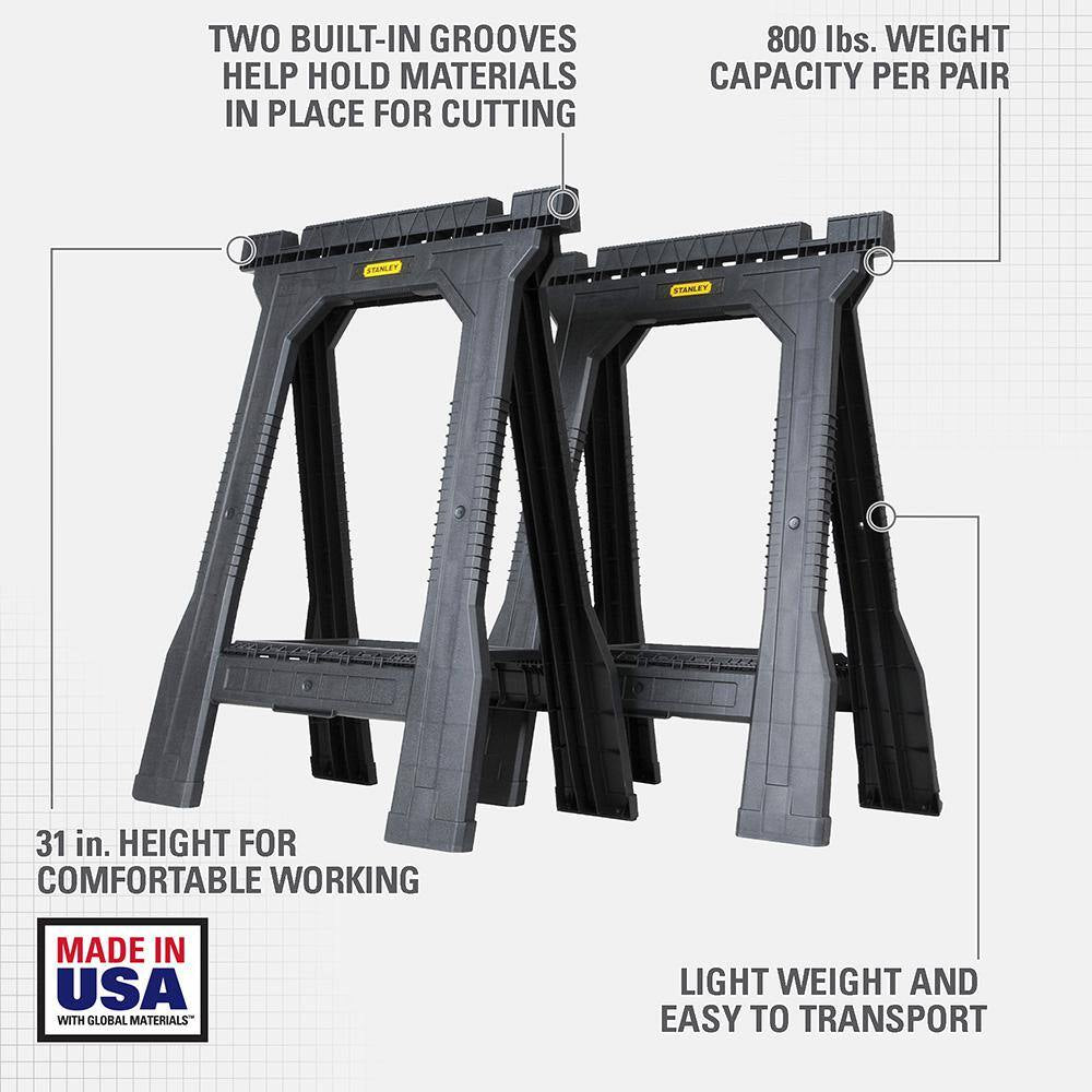 4 In. W X 32 In. H Plastic Folding Sawhorse (2 Pack)