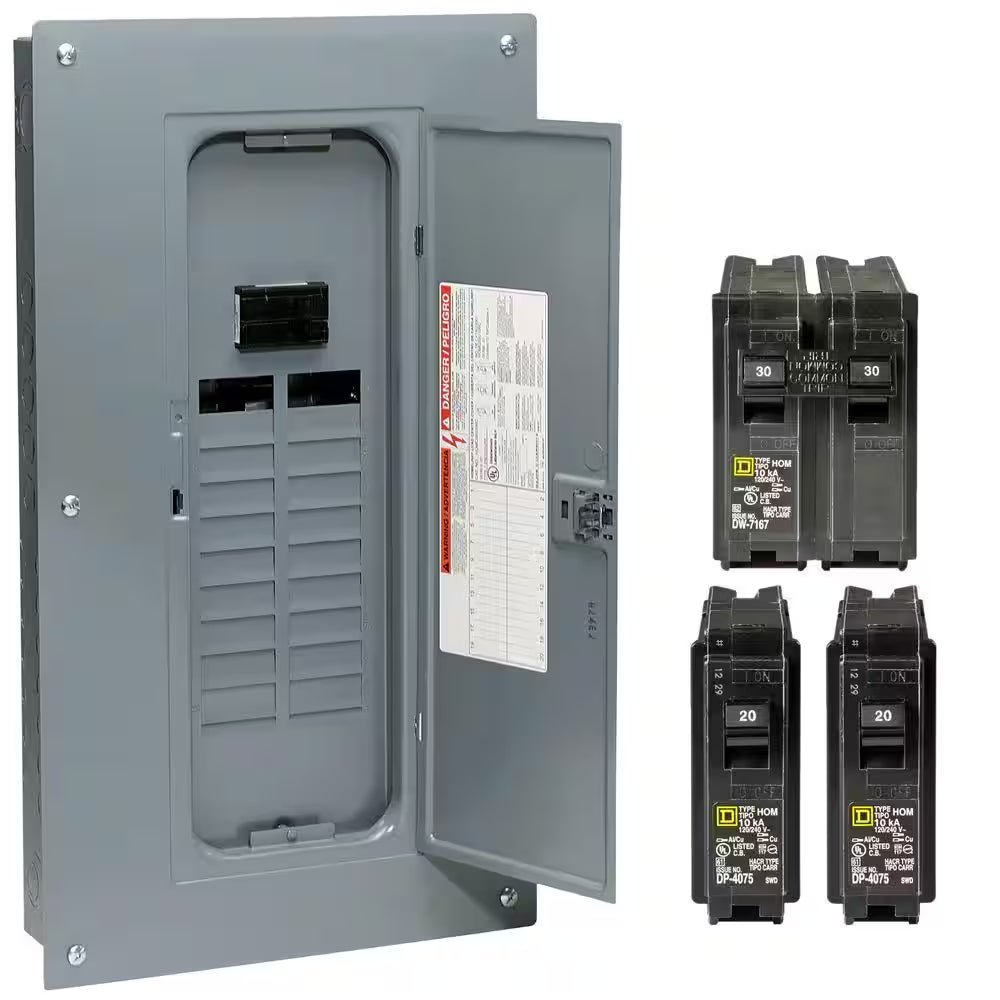 Homeline 100 Amp 20-Space 40-Circuit Indoor Main Breaker Plug-On Neutral Load Center with Cover(Hom2040M100Pcvp)