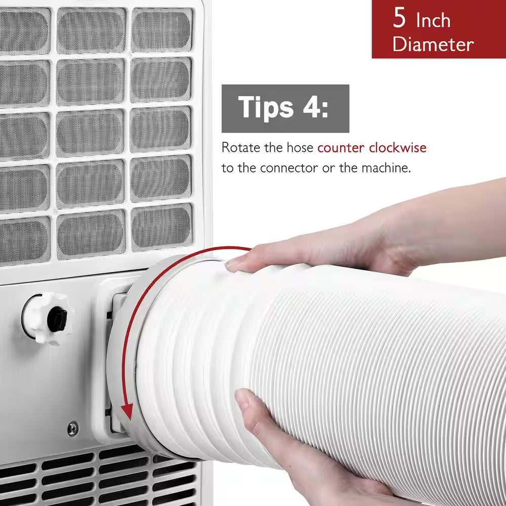 5 In. X 6.5 Ft. Non-Insulated Flexible Exhaust Hose for Portable Air Conditioner, Counter-Clockwise