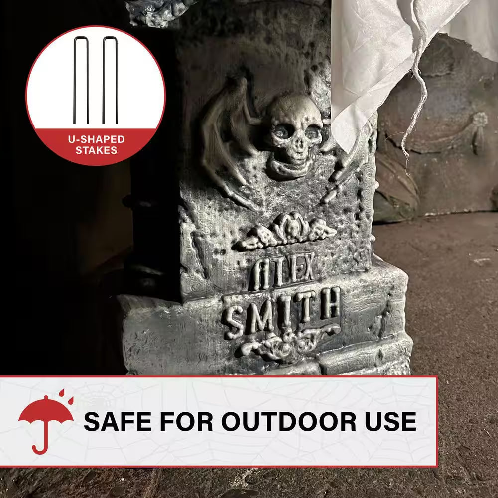 4 Ft. Touch-Activated Lightup Ghost with Tomb Halloween Prop