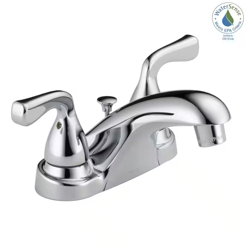 Foundations 4 In. Centerset 2-Handle Bathroom Faucet in Polished Chrome (2-Pack)