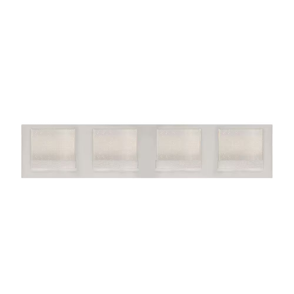 Alberson 5.1 In. W 4-Light Brushed Nickel Integrated LED Bathroom Vanity Light Bar with Bubble Glass
