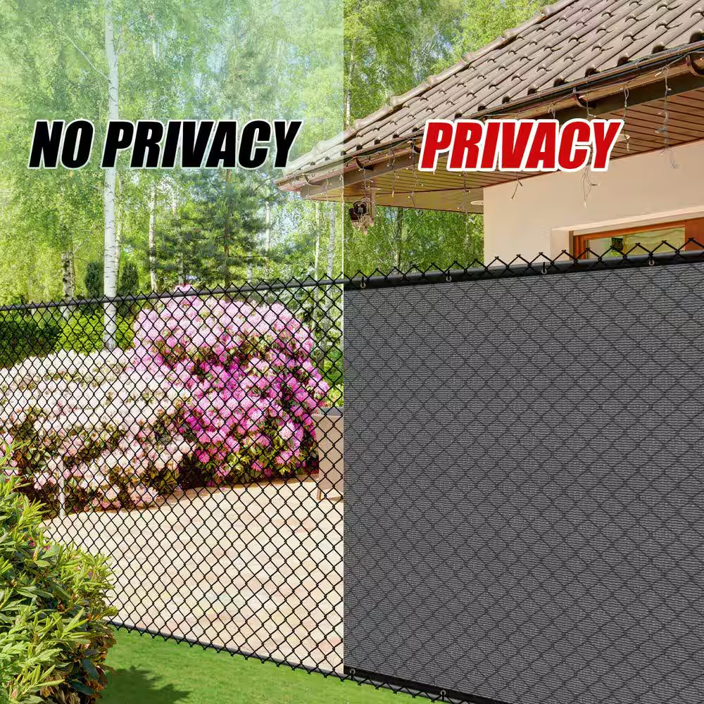 6 Ft. X 25 Ft. Grey Privacy Fence Screen Mesh Fabric Cover Windscreen with Reinforced Grommets for Garden Fence