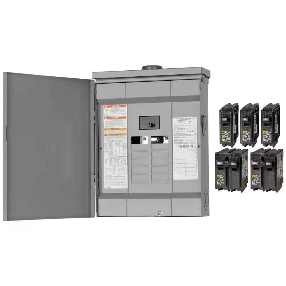 Homeline 125 Amp 12-Space 24-Circuit Outdoor Main Breaker Plug-On Neutral Load Center - Value Pack