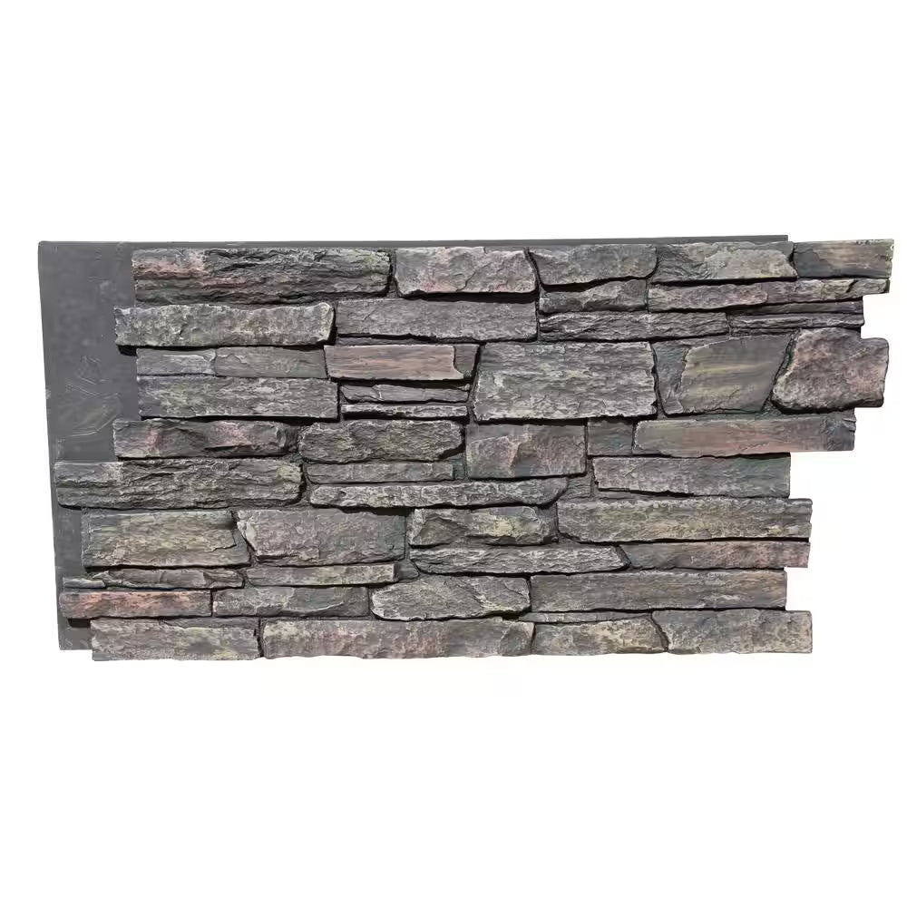 Ledge Stone 48 In. X 24.25 In. Polyurethane Interlocking Siding Panel in Volcanic Ash