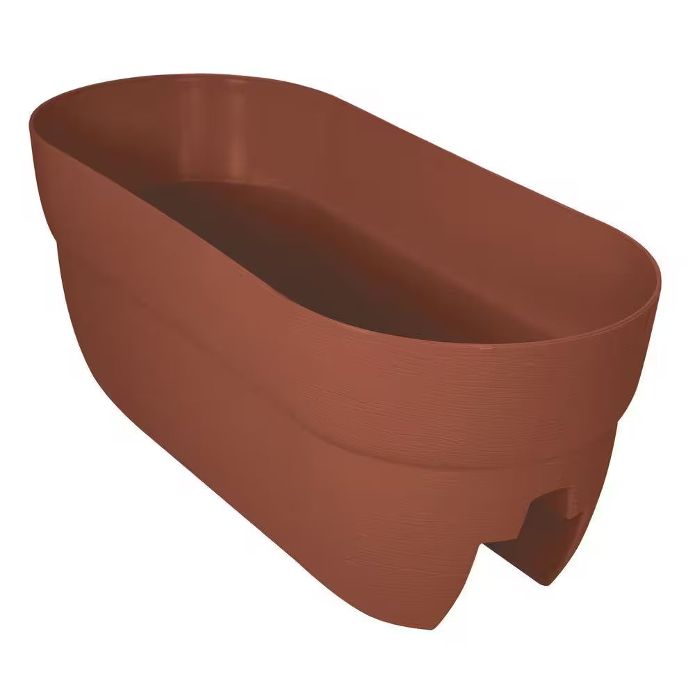 Bloomers Series 24 In. W X 12 In. H Terra Cotta Resin Deck and Porch Rail Planter