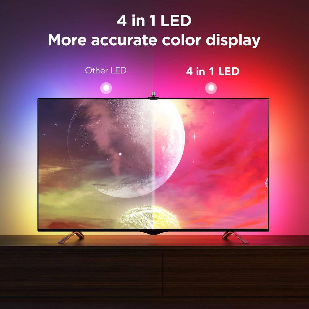 RGBIC 24-Watt Equivalent 12.5 Ft. Smart Integrated LED Black Color Changing TV Back Light for 55-65 In. Tvs (1-Strip)