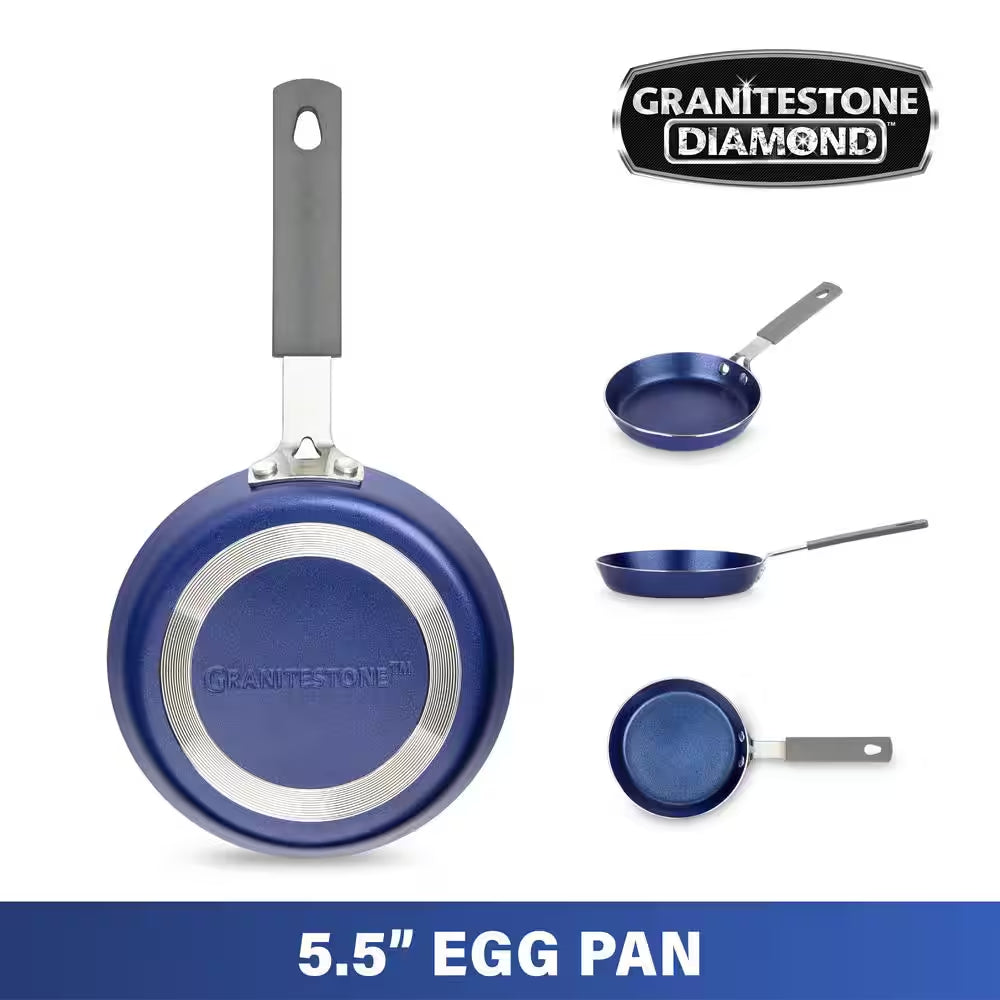 Classic Blue 5.5 In. Aluminum Non-Stick Diamond Infused Mini Fry Pan