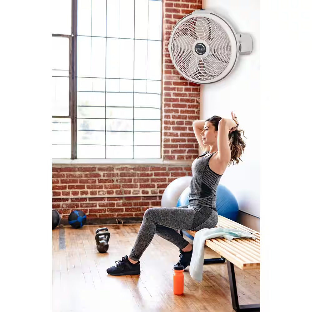 Cyclone 20 In. 3 Speed Air Circulator Floor Fan for Home in White with Wall Mount Option, 90° Pivoting Head and Handle