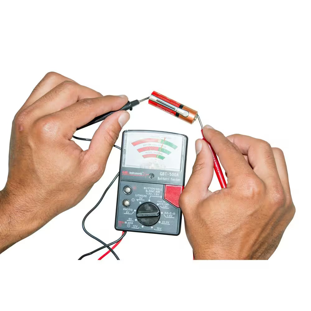 Battery Tester for 1.5-Volt Button Cell to 22.5-Volt Photo and Lantern Cells