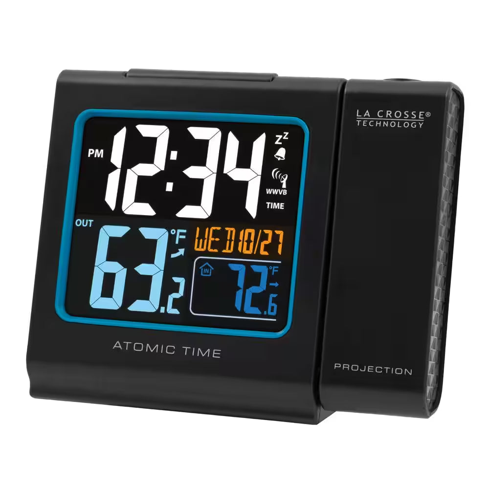 5 In. Color Projection Atomic Digital Alarm Clock with Outdoor Temperature