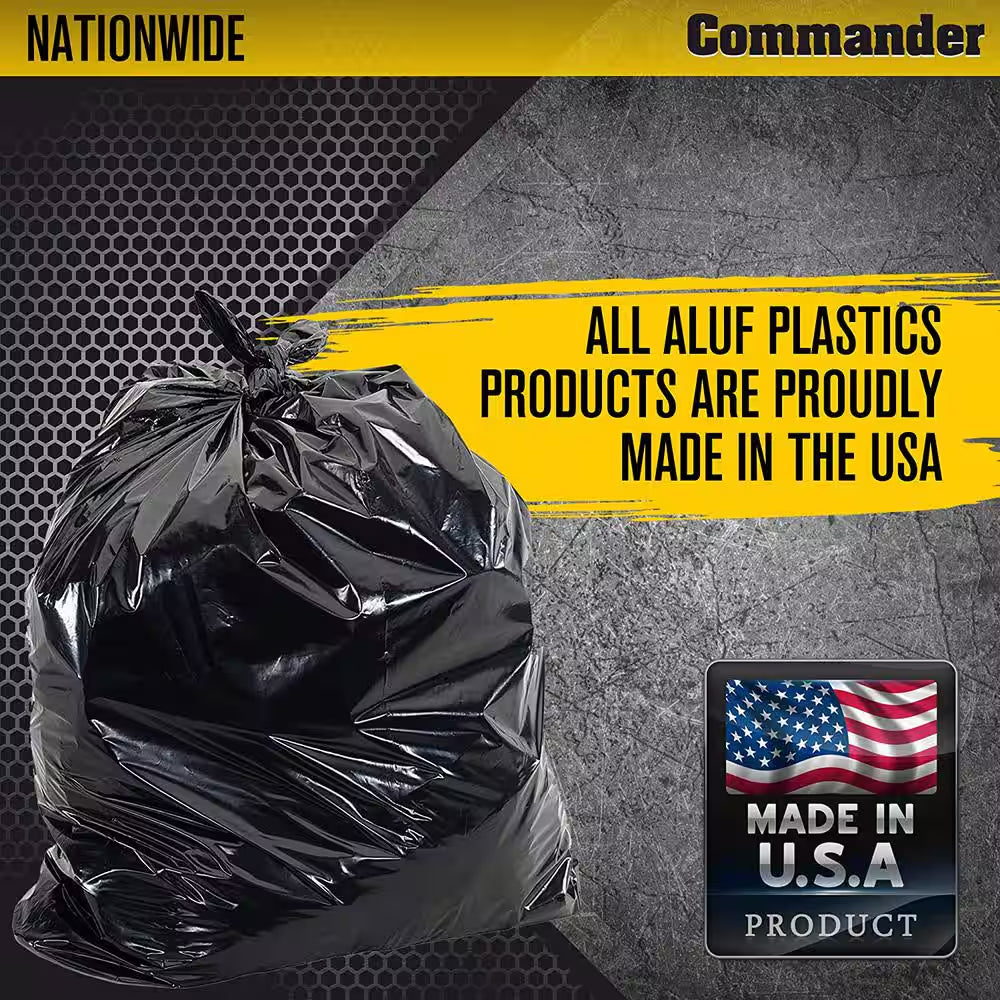 Commander 42 Gal. 2.5 Mil Black Garbage Trash Bags 32 In. X 46 In. Pack of 20 for Contractor, Industrial and Commercial