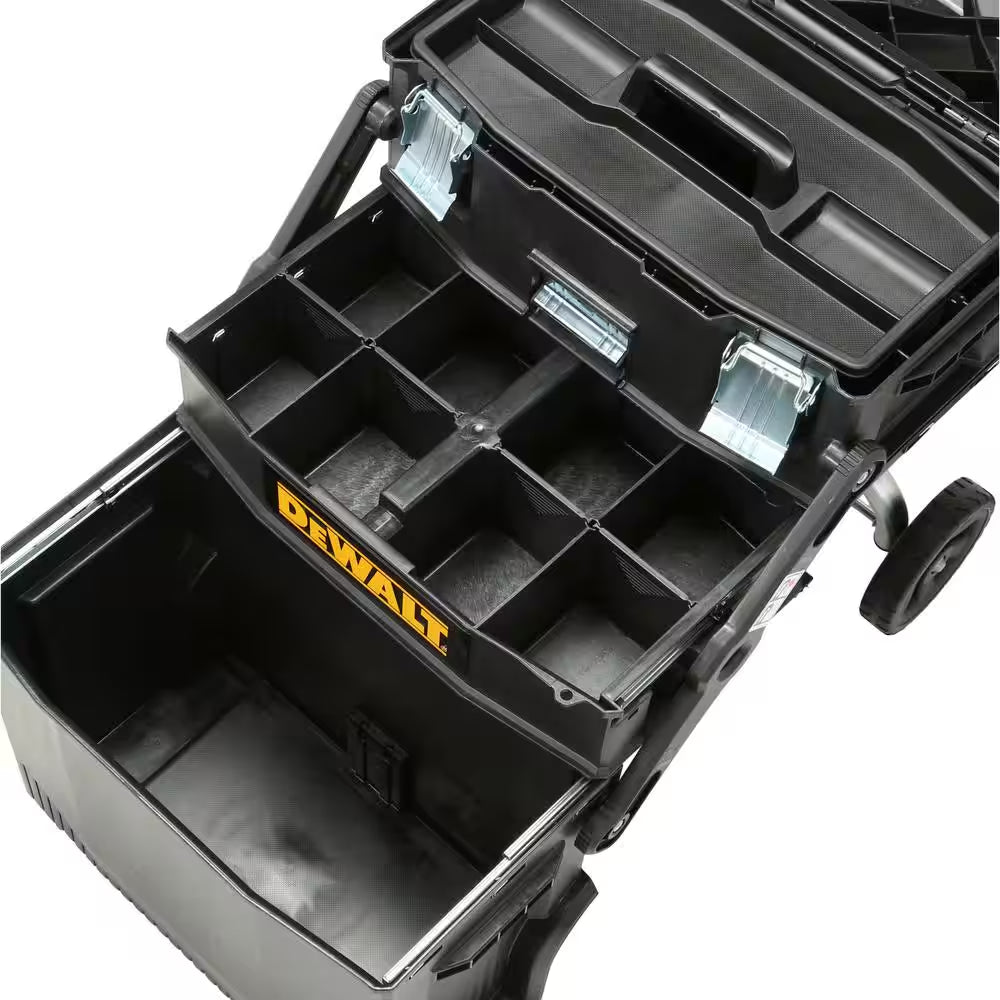16 In. 4-In-1 Cantilever Tool Box Mobile Work Center with Removable Tray