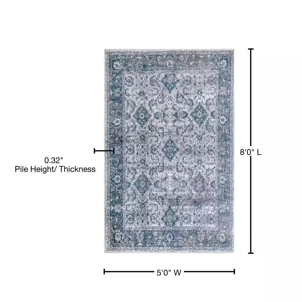 Anaelle Vintage Blue 5 Ft. X 8 Ft. Area Rug