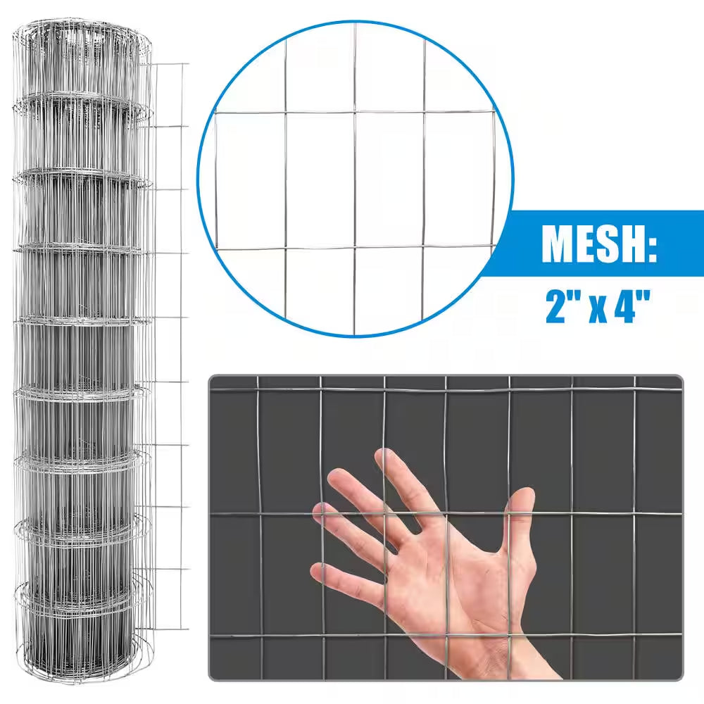 2 Ft. X 100 Ft. 14-Gauge Welded Wire Fence with Mesh 2 In. X 4 In.
