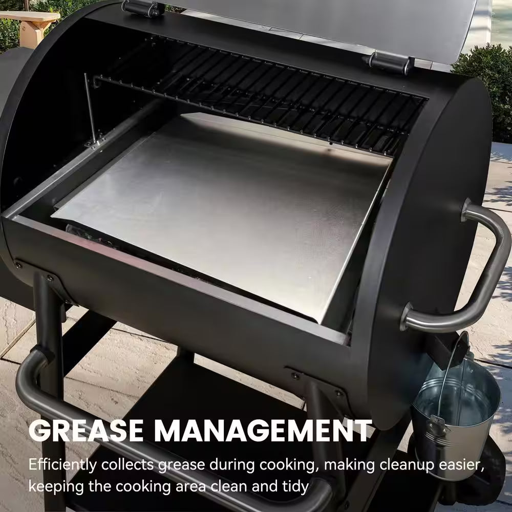 585 Sq. In. Pellet Grill in Silver with Stainless Steel Lid and Grease Bucket