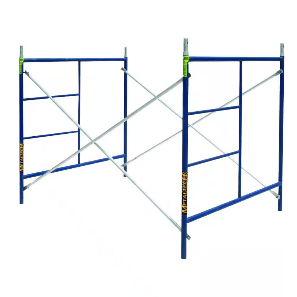 Saferstack Scaffold Section, 1-Story Scaffolding Frame Set with Galvanized Cross Braces, 5 Ft. W X 7 Ft. D X 5 Ft. H