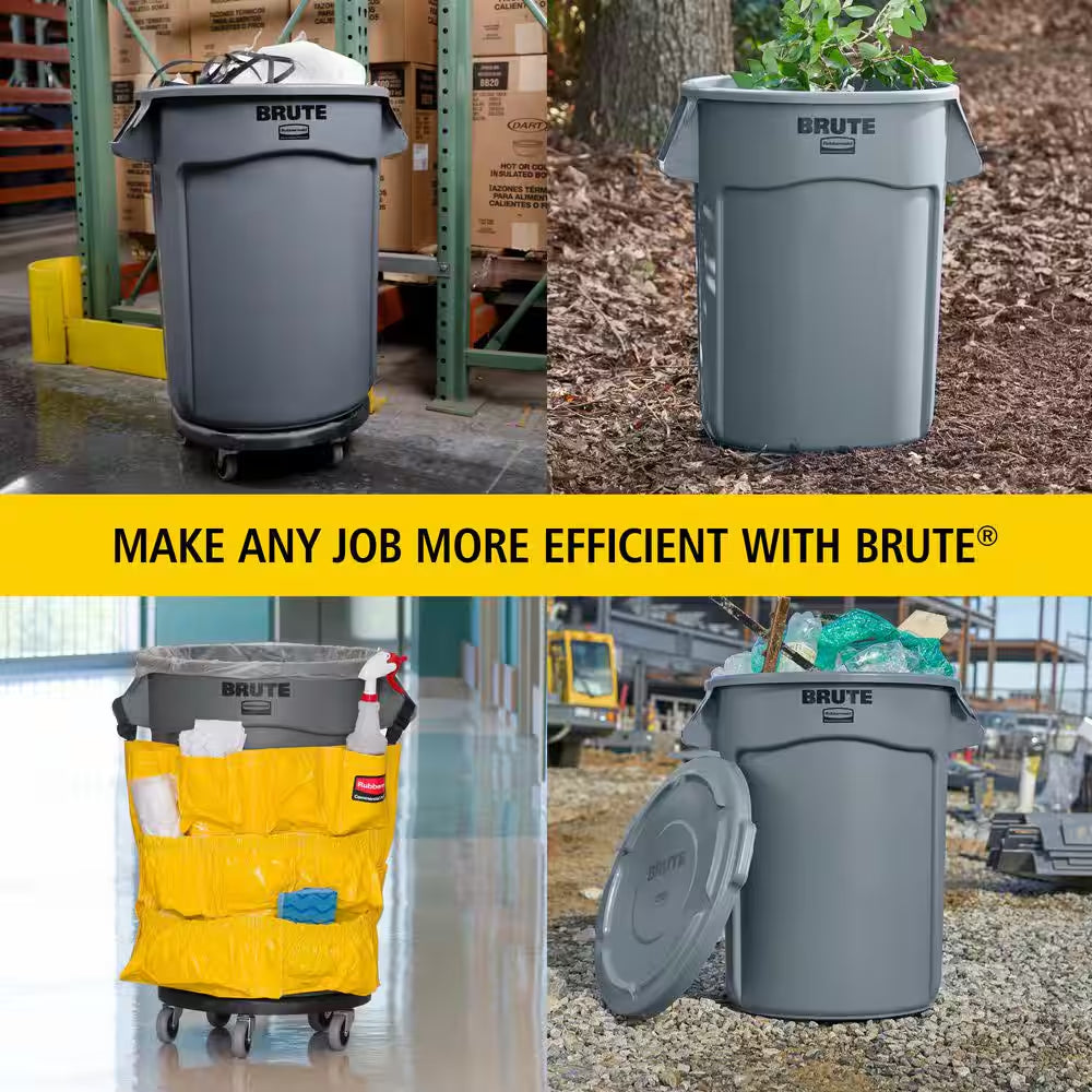 BRUTE 20 Gal. Grey Vented Plastic Outdoor Trash Can with Lid for Restaurants/Offices/Warehouses/Commercial Environments