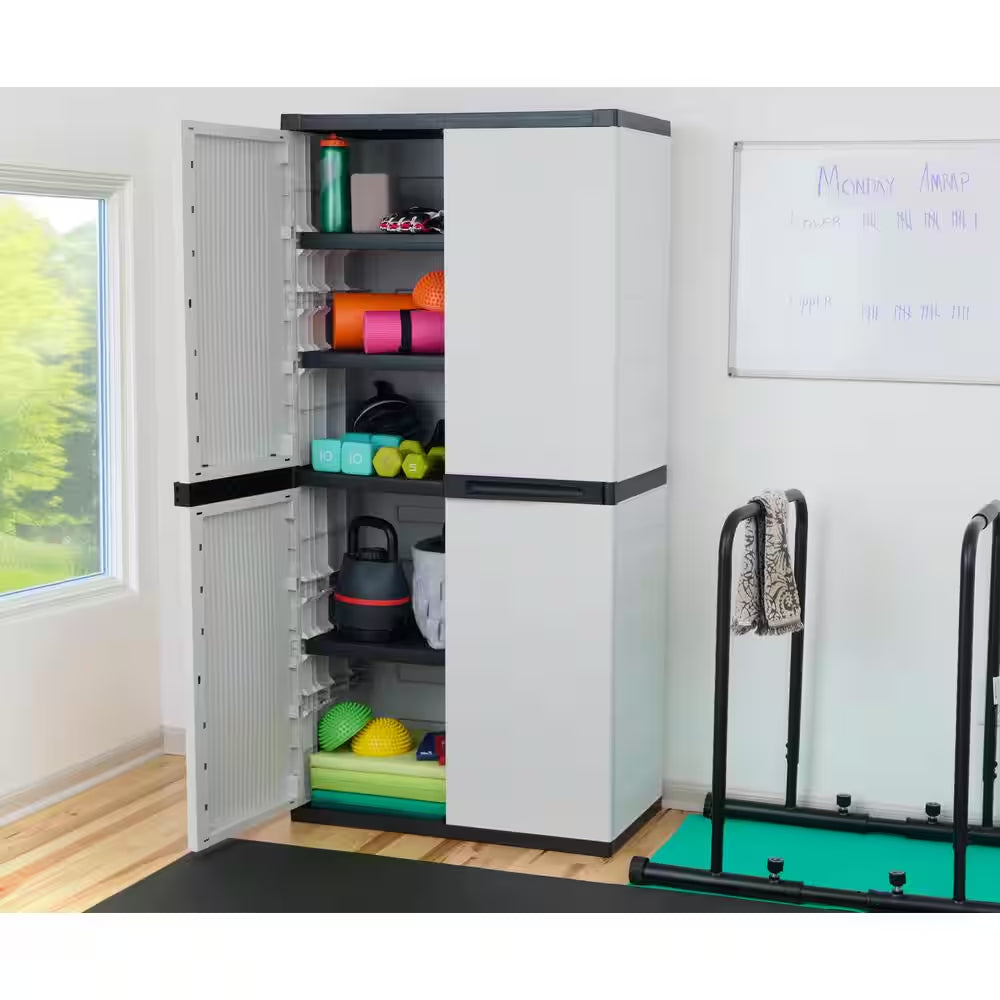 Premium One 35 In. W X 71.7 In. X 18.5 In. D 4-Shelf Resin Freestanding Cabinet in Grey