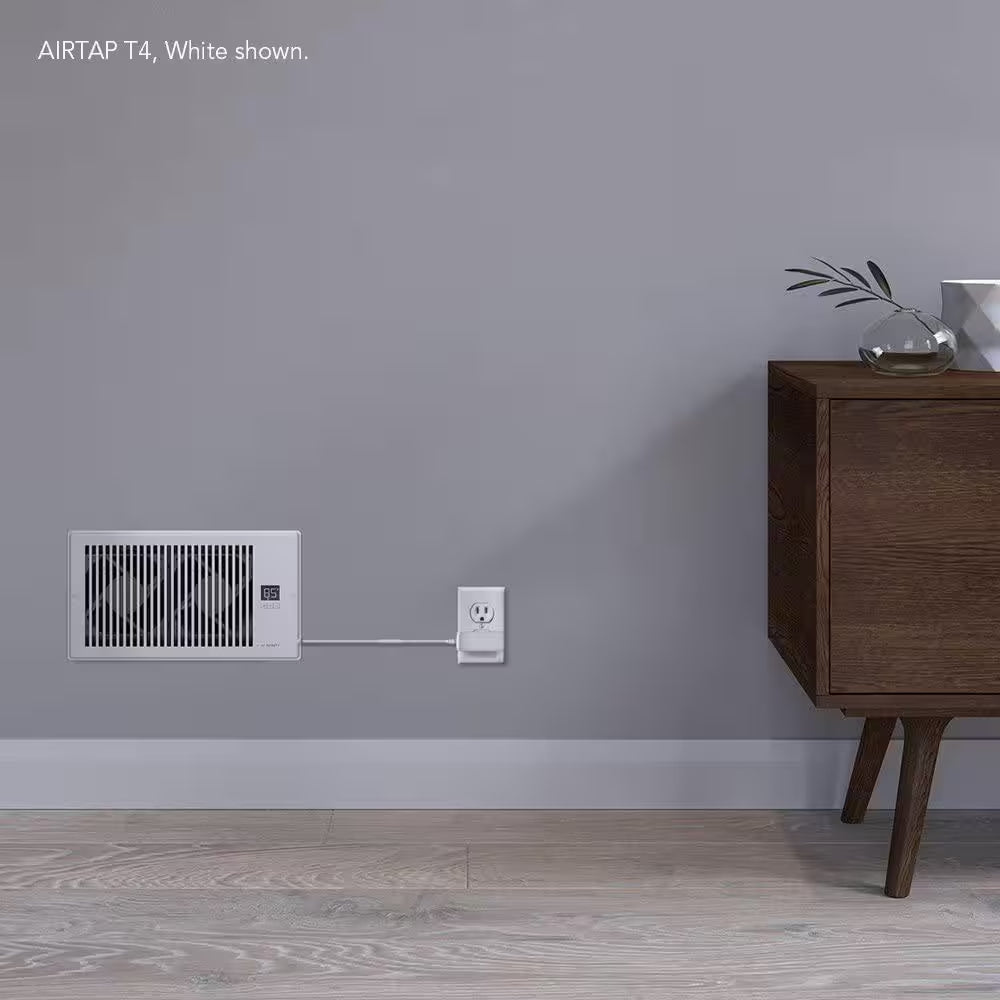 AIRTAP T4 120 CFM 4 In. X 10 In. Quiet Register Booster Fan with Thermostat Control, Heating Cooling AC Vent