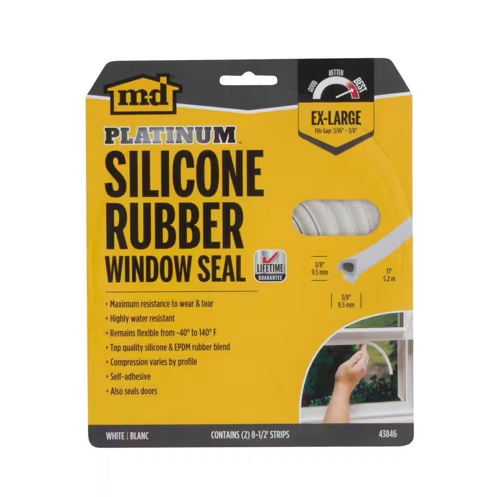 0.375 In. X 17 Ft. White Silicone Rubber Window Seal for Ex-Large Gaps Weatherstrip Roll