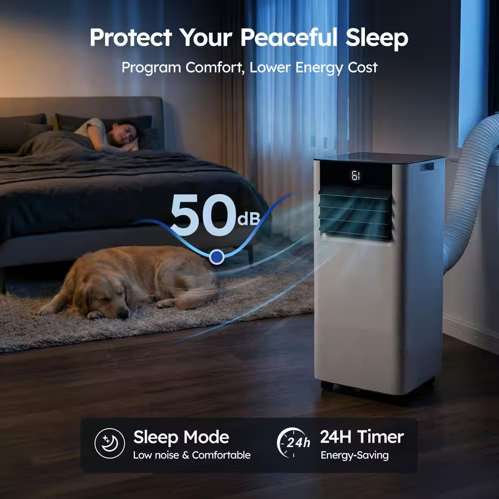 8000 BTU Portable Air Conditioner 250 Sq. Ft. with Dehumidifier and Fan in White, Wifi and Remote Control