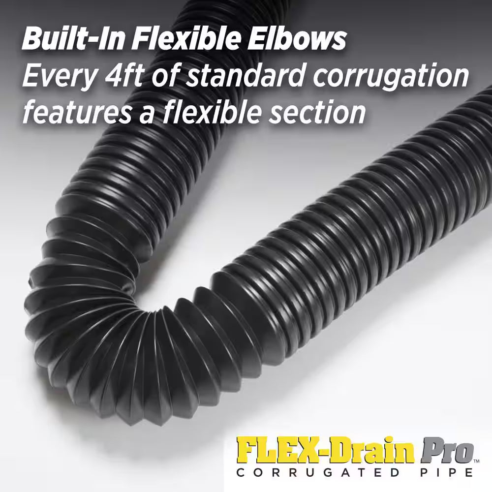 FLEX Drain Pro 4 In. X 100 Ft. Black Copolymer Perforated Drain Pipe