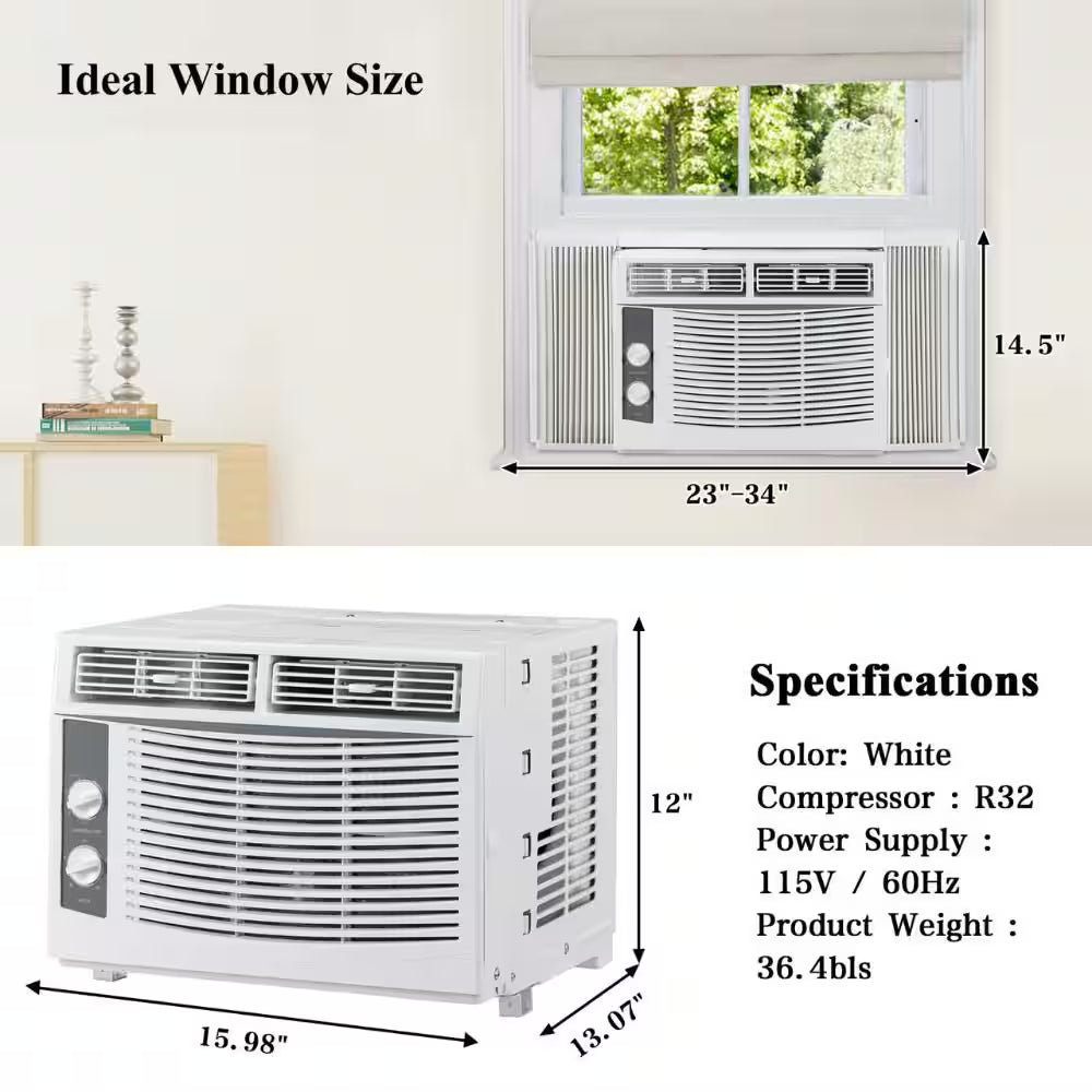 5,000 BTU (DOE) Window Air Conditioner Cools 150 Sq. Ft. in White 115-Volt