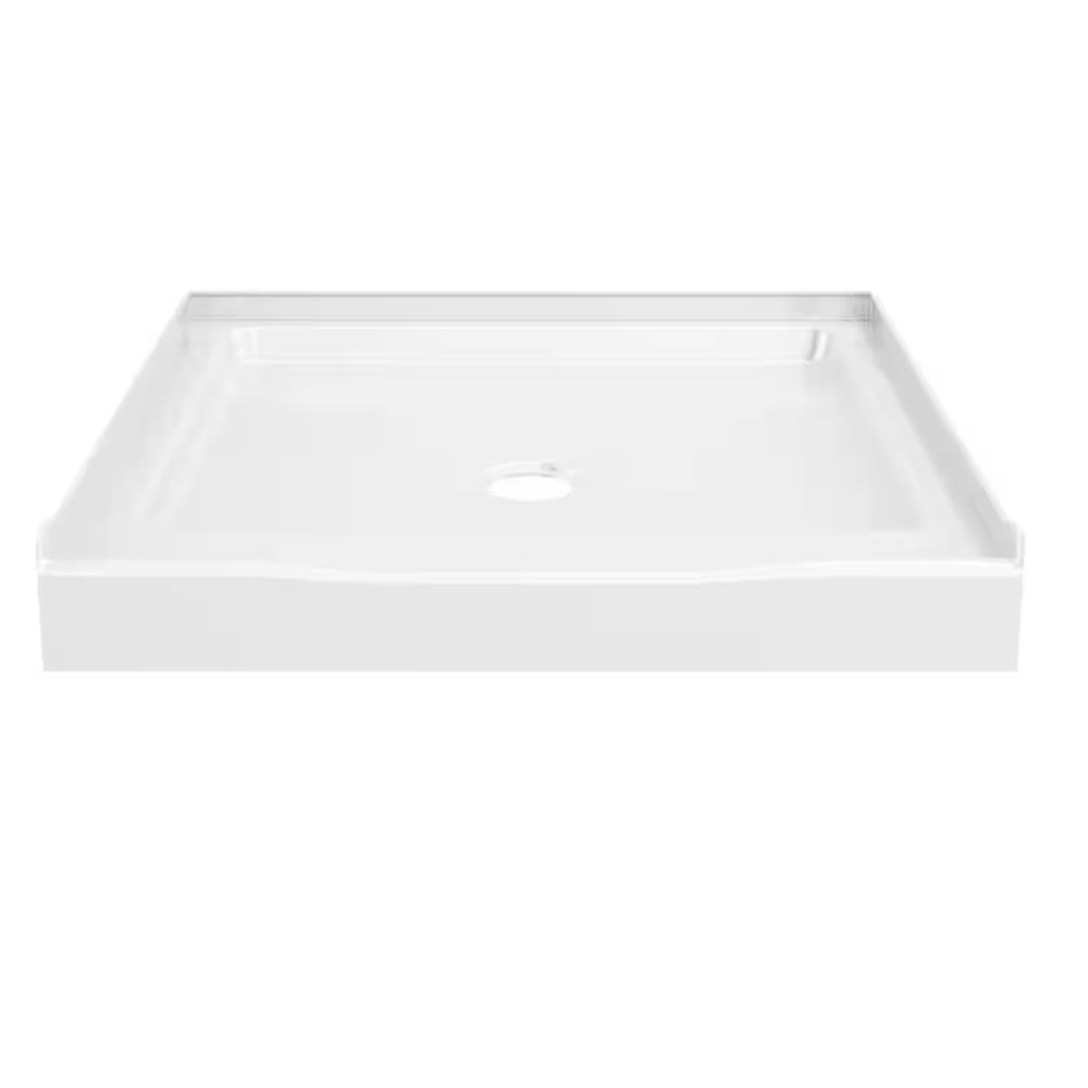 Classic 500 32 In. L X 32 In. W Alcove Shower Pan Base with Center Drain in High Gloss White