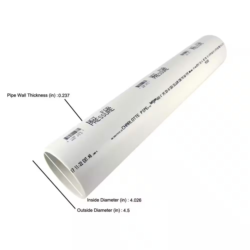 4 In. X 2 Ft. PVC Schedule 40 DWV Foam Core Pipe