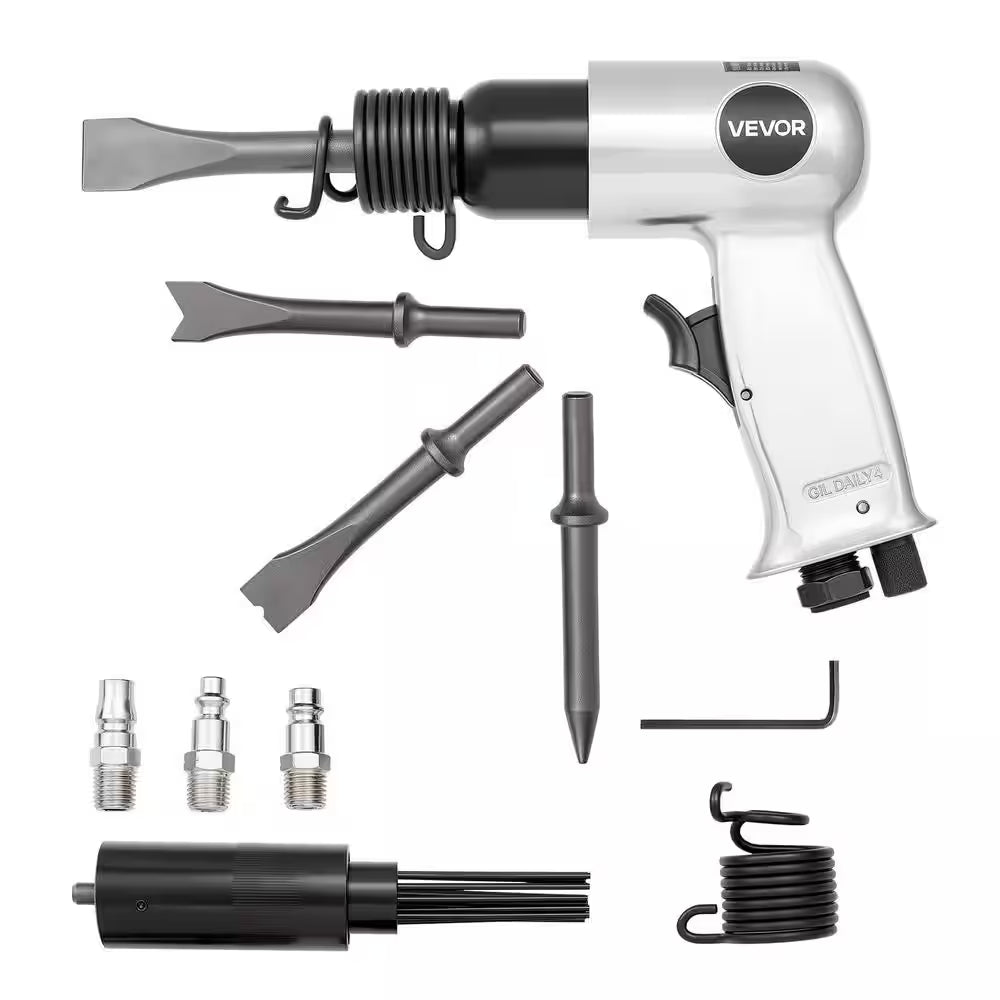 Air Hammer, 4500BPM Pneumatic Hammer with Rust Removal Air Needle Scaler and 4-Pieces Chisels round Shank, Air Chisel