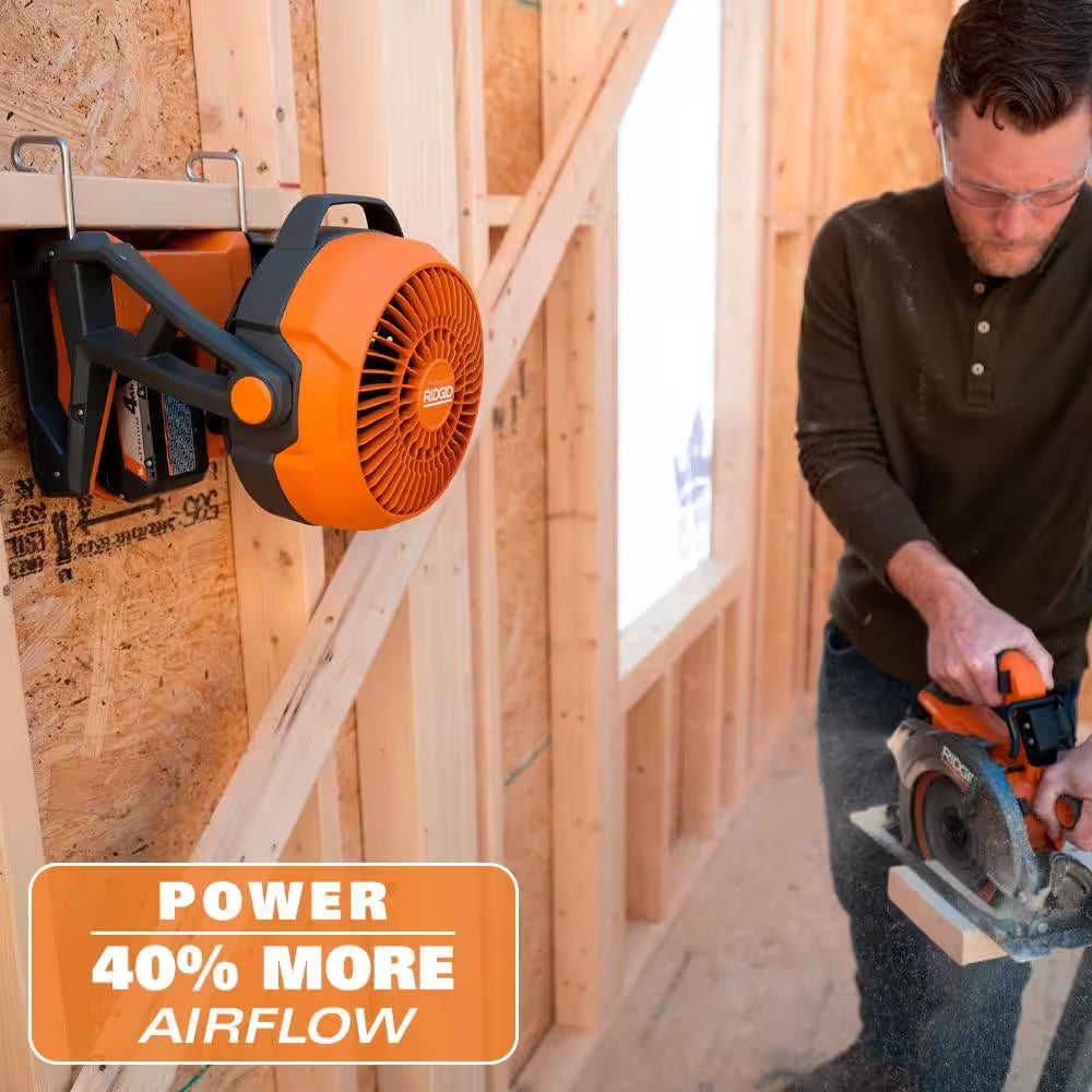 18V Cordless Hybrid Jobsite Fan with (2) 4.0 Ah Batteries, Charger, and Bag