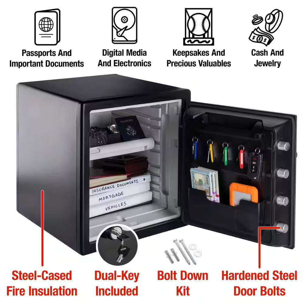 1.2 Cu. Ft. Fireproof & Waterproof Safe with Dial Combination Lock and Dual Key