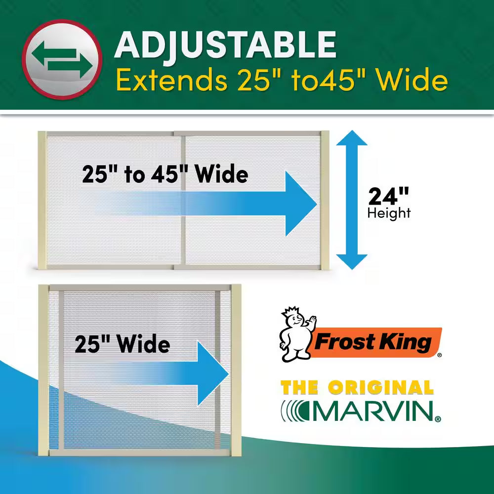 45 In. X 24 In. Adjustable Wood Frame Window Screen